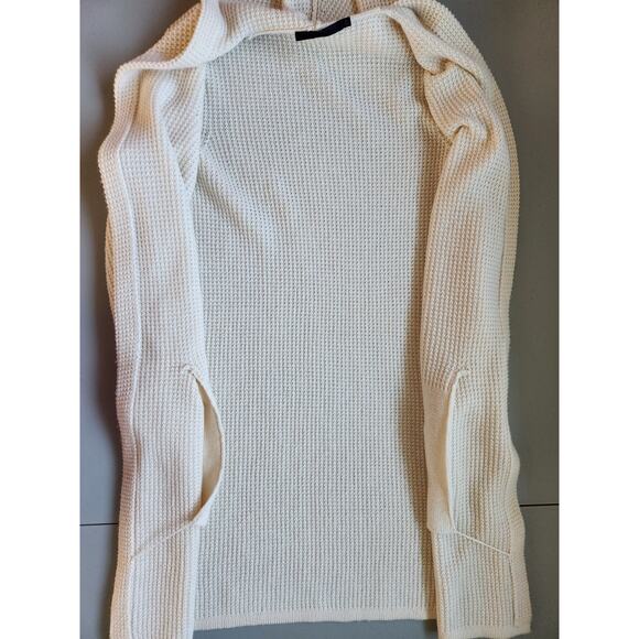 Jenni Kayne Wool/Cashmere Hooded Waffle Knit Long Cardigan Sz XS Oatmeal #1K501 - Picture 13 of 15